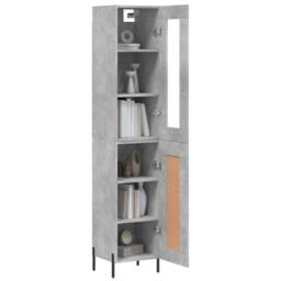 Berkfield Home Highboard Concrete Grey 34.5x34x180 cm Engineered Wood - thumbnail 1