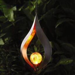 mysmartbuy Kyoto Hanging LED Globe Light - Solar Powered Metallic Outdoor Garden Sculpture Decoration - H30 x W17.5 x D7.2cm in Black
