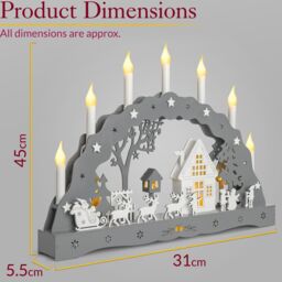Christow Christmas Candle Bridge Light LED Xmas Table Window Decoration Battery Operated in Grey - thumbnail 6