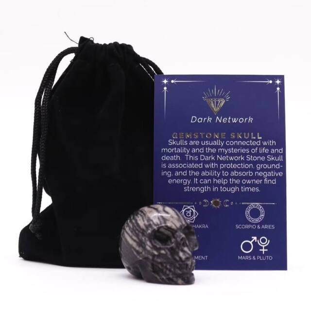 KDMD Dark Network Stone Small Skull - Intricate Carved Gemstone Decor in Black - image 1