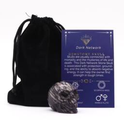 KDMD Dark Network Stone Small Skull - Intricate Carved Gemstone Decor in Black - thumbnail 1