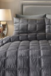 Soiree 'Brighton Square' Soft Velvet Box Stitched Duvet Cover Set in Dark Grey - Size: King - thumbnail 2