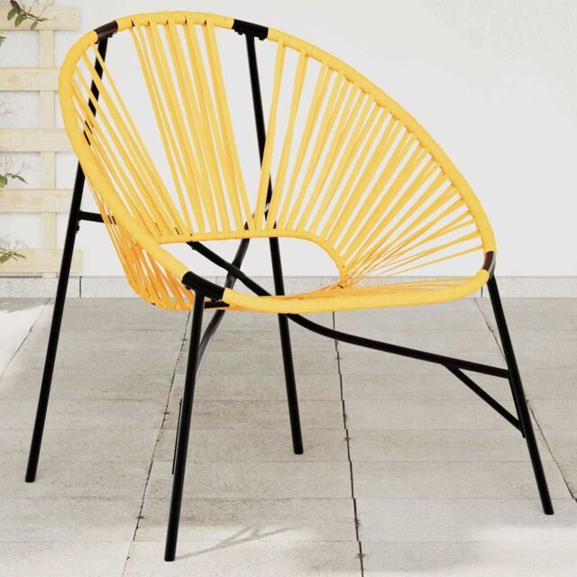 Berkfield Home Garden Egg Chair Black & Yellow Poly Rattan - image 1