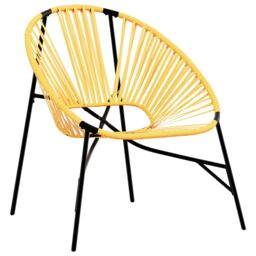 Berkfield Home Garden Egg Chair Black & Yellow Poly Rattan - thumbnail 2
