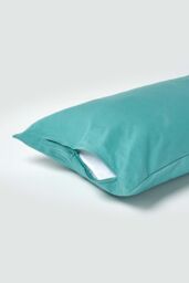 Homescapes Continental Egyptian Cotton Pillowcase 200 TC, 40 x 80 cm in Teal - thumbnail 3