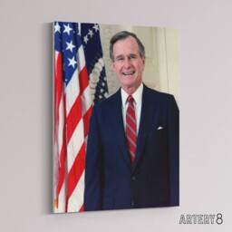 "Artery8 US President George Bush Senior Canvas Wall Art Print - Size: W18"" x H24""" - thumbnail 2