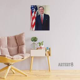 "Artery8 US President George Bush Senior Canvas Wall Art Print - Size: W18"" x H24""" - thumbnail 3