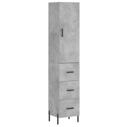 Berkfield Home Highboard Concrete Grey 34.5x34x180 cm Engineered Wood - thumbnail 2