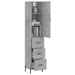 Berkfield Home Highboard Concrete Grey 34.5x34x180 cm Engineered Wood - thumbnail 3