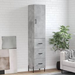 Berkfield Home Highboard Concrete Grey 34.5x34x180 cm Engineered Wood - thumbnail 1