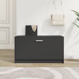 Berkfield Home Shoe Bench Black 80x24x45 cm Engineered Wood - Size: 80 x 24 x 45 cm