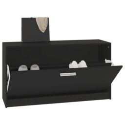 Berkfield Home Shoe Bench Black 80x24x45 cm Engineered Wood - Size: 80 x 24 x 45 cm - thumbnail 4