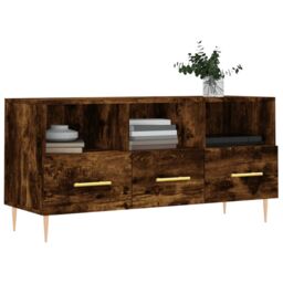 Berkfield Home TV Cabinet Smoked Oak 102x36x50 cm Engineered Wood in Brown - Size: 102 x 36 x 50 cm - thumbnail 3