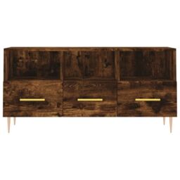 Berkfield Home TV Cabinet Smoked Oak 102x36x50 cm Engineered Wood in Brown - Size: 102 x 36 x 50 cm - thumbnail 5