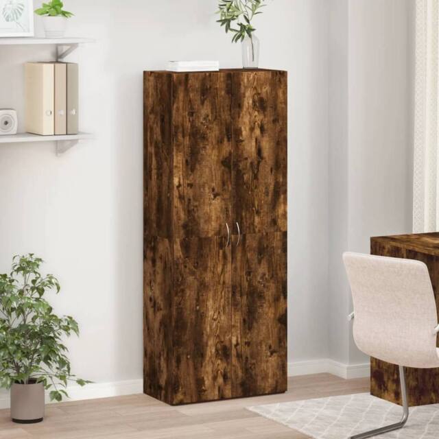 Berkfield Home Durable File Cabinet Smoked Oak 60x32x153 cm Engineered Wood in Brown - Size: 60 x 32 x 153 cm - image 1