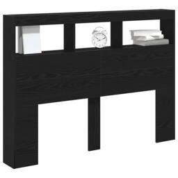 Berkfield Home Headboard Cabinet with LED Black Oak 140x17x102 cm - Size: 140 x 17 x 102 cm - thumbnail 5