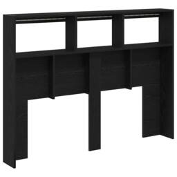 Berkfield Home Headboard Cabinet with LED Black Oak 140x17x102 cm - Size: 140 x 17 x 102 cm - thumbnail 9