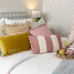 Furn Maude Gingham 100% Cotton Reversible Cushion in Gold - Size: 45 cm x 45 cm - thumbnail 5
