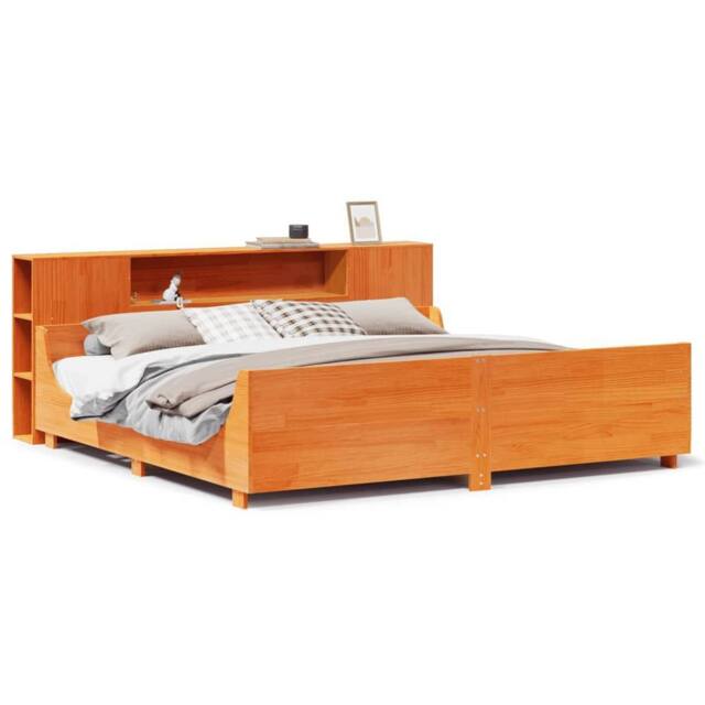 Berkfield Home Bed Frame without Mattress Wax Brown 200x200 cm Solid Wood Pine - image 1