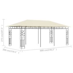 Berkfield Home Gazebo with Mosquito Net 6x3x2.73 m Cream in Beige - thumbnail 6