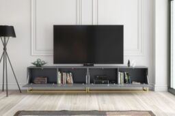 Creative Furniture Ripple Duo TV Unit 200cm - Modern Fluted Design with Push to Open Doors in Grey - thumbnail 9