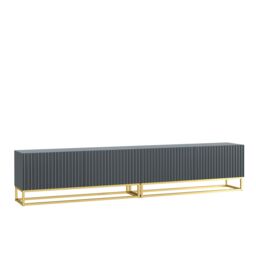 Creative Furniture Ripple Duo TV Unit 200cm - Modern Fluted Design with Push to Open Doors in Grey - thumbnail 5