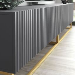 Creative Furniture Ripple Duo TV Unit 200cm - Modern Fluted Design with Push to Open Doors in Grey - thumbnail 4