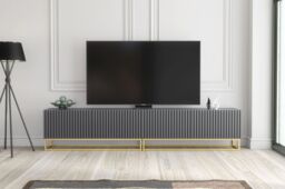 Creative Furniture Ripple Duo TV Unit 200cm - Modern Fluted Design with Push to Open Doors in Grey - thumbnail 8