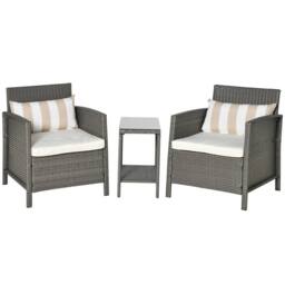 STILVORA 3 Piece Bistro Set with 2-Tier Table Light Grey - thumbnail 6
