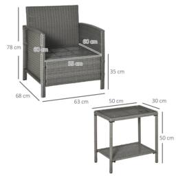 STILVORA 3 Piece Bistro Set with 2-Tier Table Light Grey - thumbnail 2