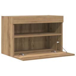 Berkfield Home TV Wall Cabinet with LED Lights Artisan Oak 60x30x40 cm in Brown - Size: 60 x 30 x 40 cm - thumbnail 6
