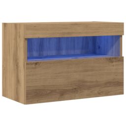 Berkfield Home TV Wall Cabinet with LED Lights Artisan Oak 60x30x40 cm in Brown - Size: 60 x 30 x 40 cm - thumbnail 2