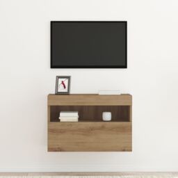 Berkfield Home TV Wall Cabinet with LED Lights Artisan Oak 60x30x40 cm in Brown - Size: 60 x 30 x 40 cm - thumbnail 5