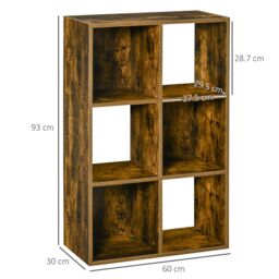 HOMCOM Industrial Style Storage Shelf, Bookcase, Freestanding Bookshelf in Brown - thumbnail 3