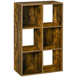 HOMCOM Industrial Style Storage Shelf, Bookcase, Freestanding Bookshelf in Brown - thumbnail 2
