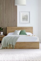 Time4sleep Chicago Riviera Oak Finish Ottoman Storage Bed - Bed Frame in Natural - Size: Double - thumbnail 1