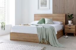 Time4sleep Chicago Riviera Oak Finish Ottoman Storage Bed - Bed Frame in Natural - Size: Double - thumbnail 2