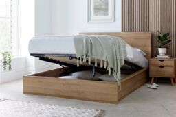Time4sleep Chicago Riviera Oak Finish Ottoman Storage Bed - Bed Frame in Natural - Size: Double - thumbnail 3