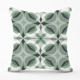 Warren Reed - Designer Geometric Green Grey Outdoor Cushion - Size: 45 cm x 45 cm - thumbnail 1