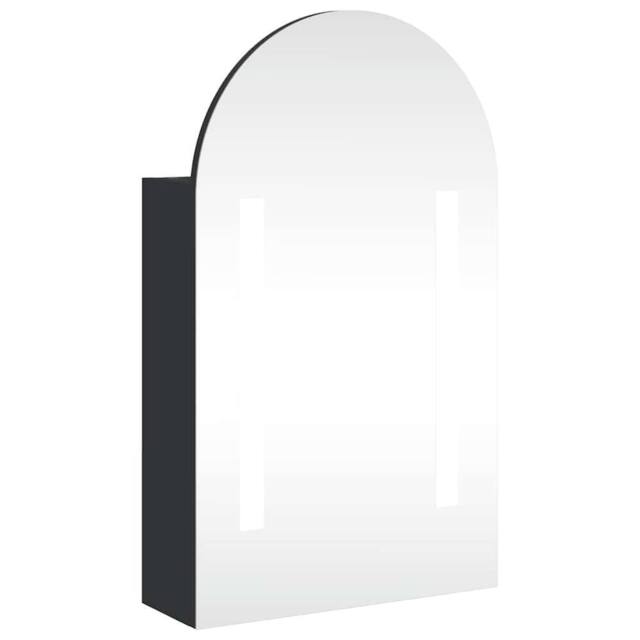 Berkfield Home Bathroom Mirror Cabinet with LED Light Arched Black 42x13x70 cm - Size: 42 x 13 x 70 cm - image 1