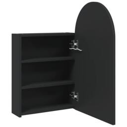 Berkfield Home Bathroom Mirror Cabinet with LED Light Arched Black 42x13x70 cm - Size: 42 x 13 x 70 cm - thumbnail 5