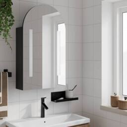 Berkfield Home Bathroom Mirror Cabinet with LED Light Arched Black 42x13x70 cm - Size: 42 x 13 x 70 cm - thumbnail 3