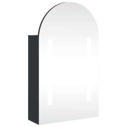 Berkfield Home Bathroom Mirror Cabinet with LED Light Arched Black 42x13x70 cm - Size: 42 x 13 x 70 cm