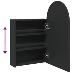 Berkfield Home Bathroom Mirror Cabinet with LED Light Arched Black 42x13x70 cm - Size: 42 x 13 x 70 cm - thumbnail 9
