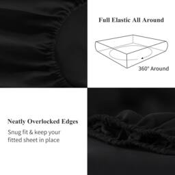 "Homes-Linen Extra Deep 16""/40cm Polycotton Easy Care Fitted Sheet in Black - Size: Single" - thumbnail 2