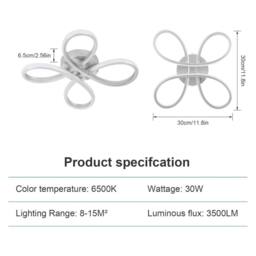 Pheashine 30W LED Ceiling Light, Silver 30cm Flower Flush Mount Lamp, White Light - thumbnail 3