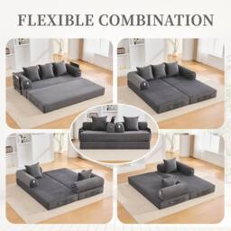 Matteo GOMYWAY Modular Corduroy Sofa - Dark Grey - Small Space Furniture - thumbnail 2