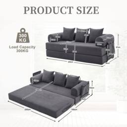 Matteo GOMYWAY Modular Corduroy Sofa - Dark Grey - Small Space Furniture - thumbnail 6