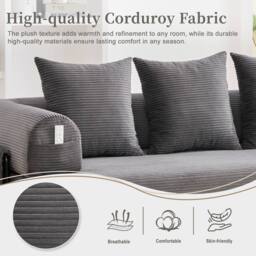 Matteo GOMYWAY Modular Corduroy Sofa - Dark Grey - Small Space Furniture - thumbnail 4