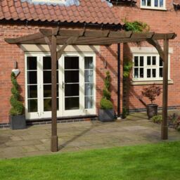 Rutland County Garden Furniture Ltd Wall Mounted Premium Pergola, Wood, L360 x W420 x H270cm, Rustic Brown - thumbnail 3